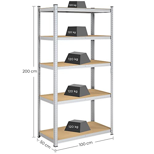 Set 2 rafturi metalice, Songmics, Argintiu, 200x100x50 - 2 | YEO