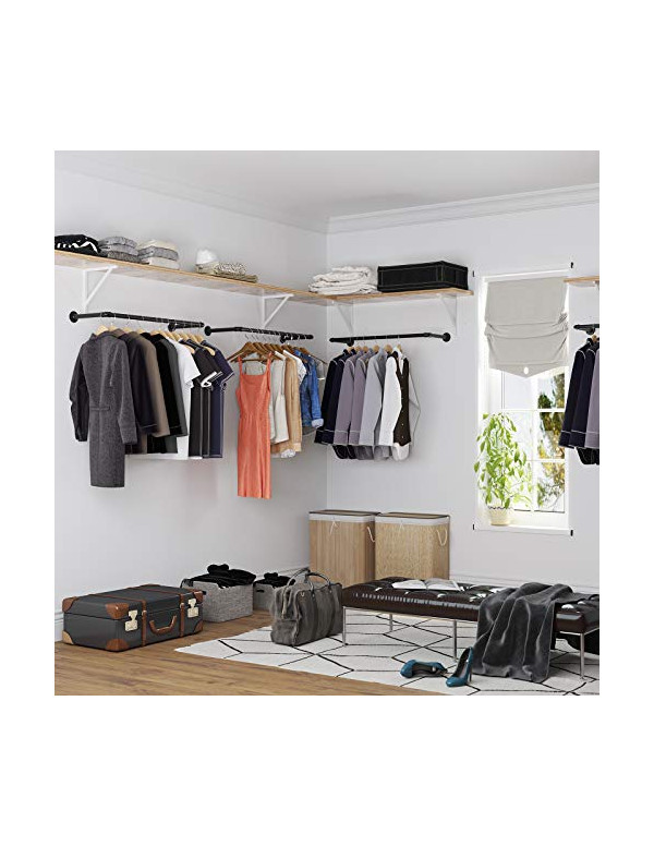 Set 2 sine de haine montaj perete, Songmics, 92 x 30 x 7,5 cm, HSR67BK02, Negru