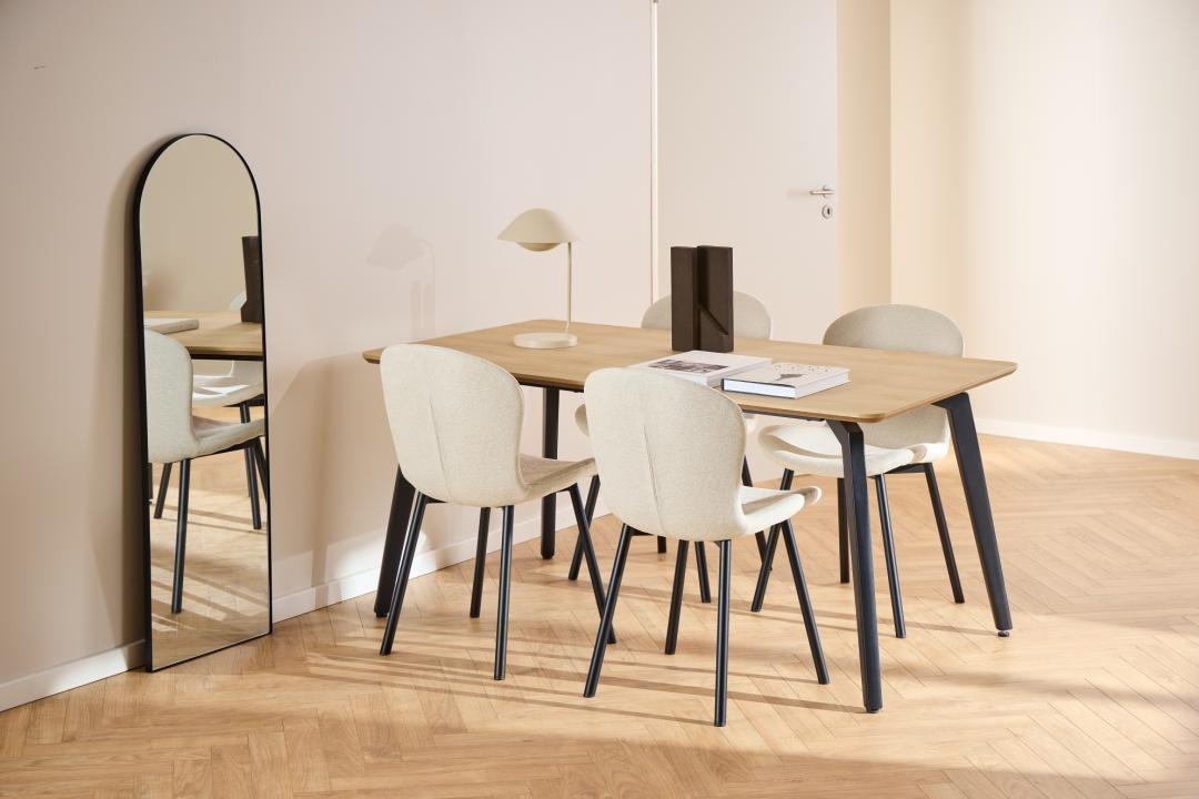 Set 5 piese Masa dining si Scaune Cadiz V5, Natural, 75x160x90 cm