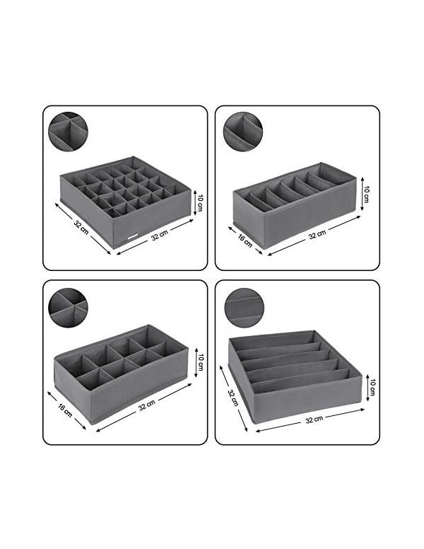 Set 8 organizatoare pentru sertare, Songmics, 32 x 10 x 32 cm, RUS08GY, Gri - 3 | YEO