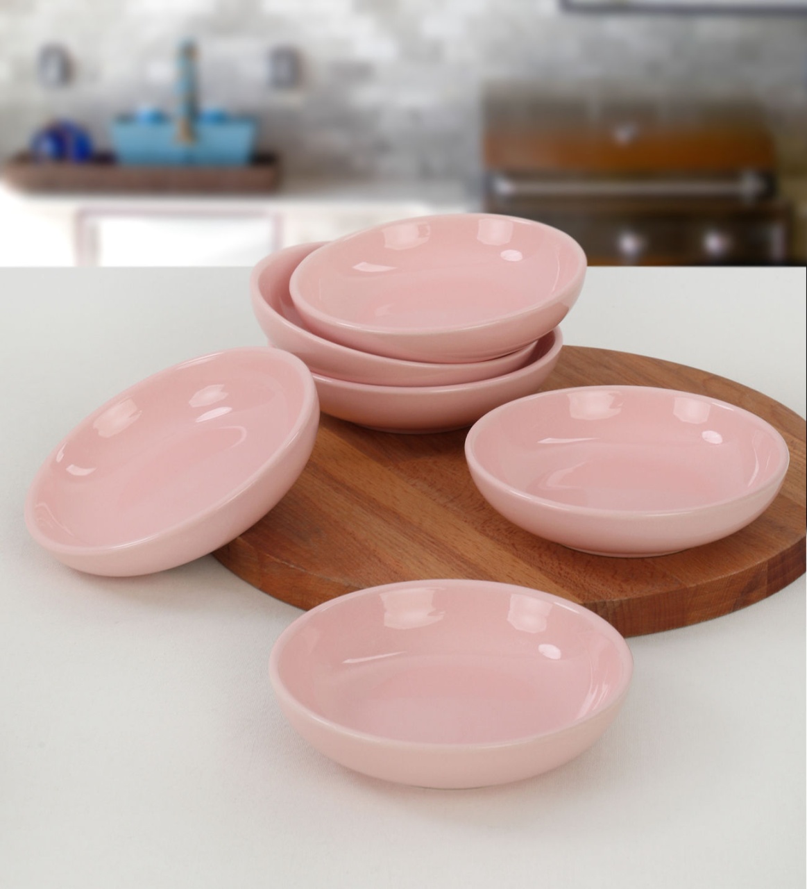 Set boluri de sos din ceramica (6 bucati) Mayd100 Roz 13x13x3.3 cm