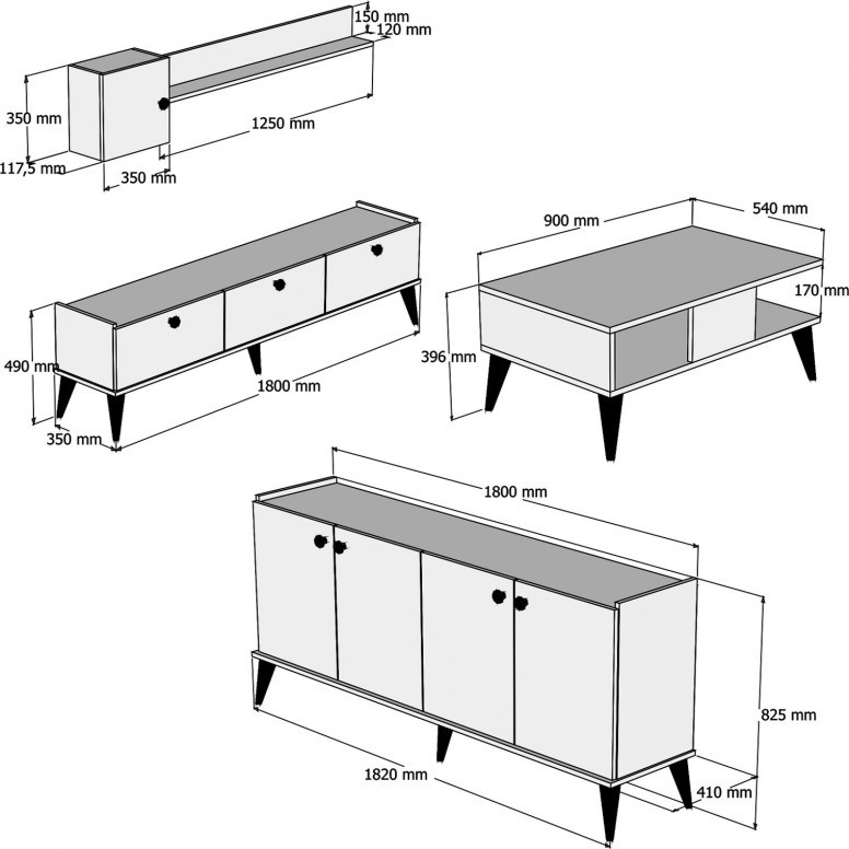 Set Complet Living Lidya 2 Walnut-Marble - 4 | YEO