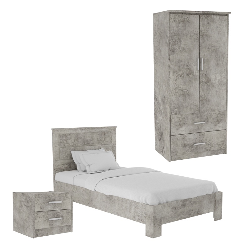 Set de 3 buc mobilier dormitor Olympus nuanta antichizata antracit 81x57x183 cm