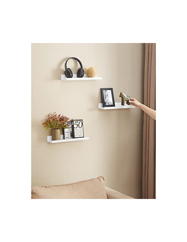 Set de 3 rafturi, Songmics, 38 x 10 cm, MDF, Alb, LWS38WT