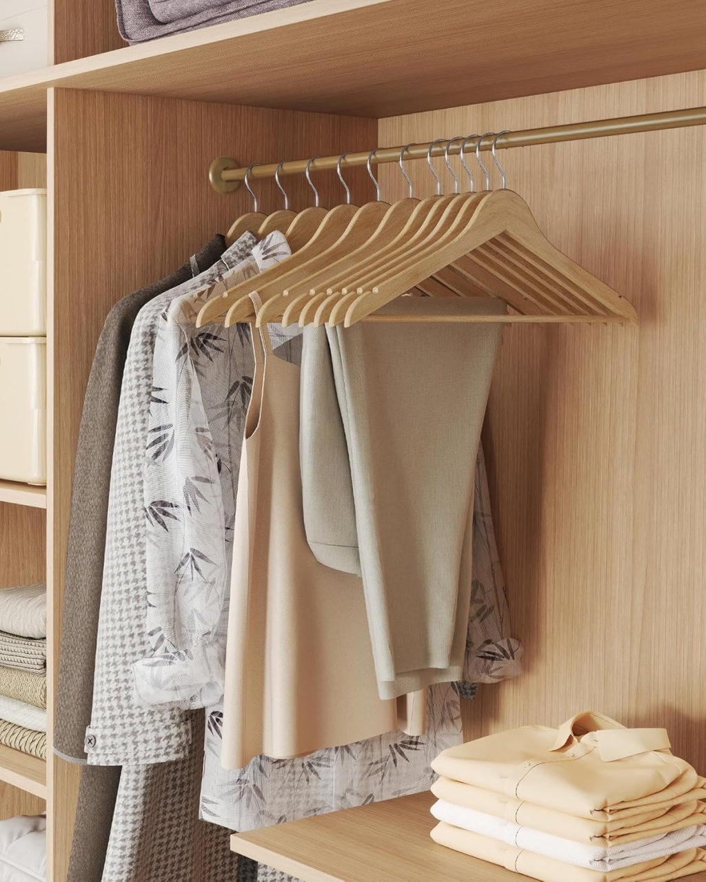 Set de 30 umerase din lemn, Songmics, Natural, 43 x 21 cm - 3 | YEO