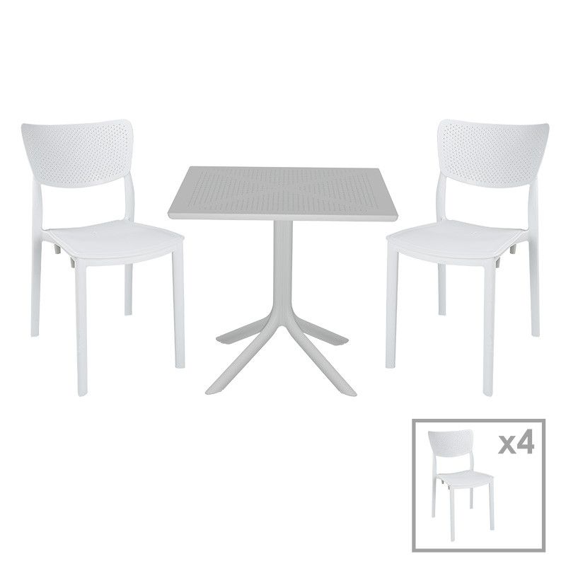 Set de gradina masa si scaune Groovy-Ignite set 5 piese plastic alb 80x80x74.5cm