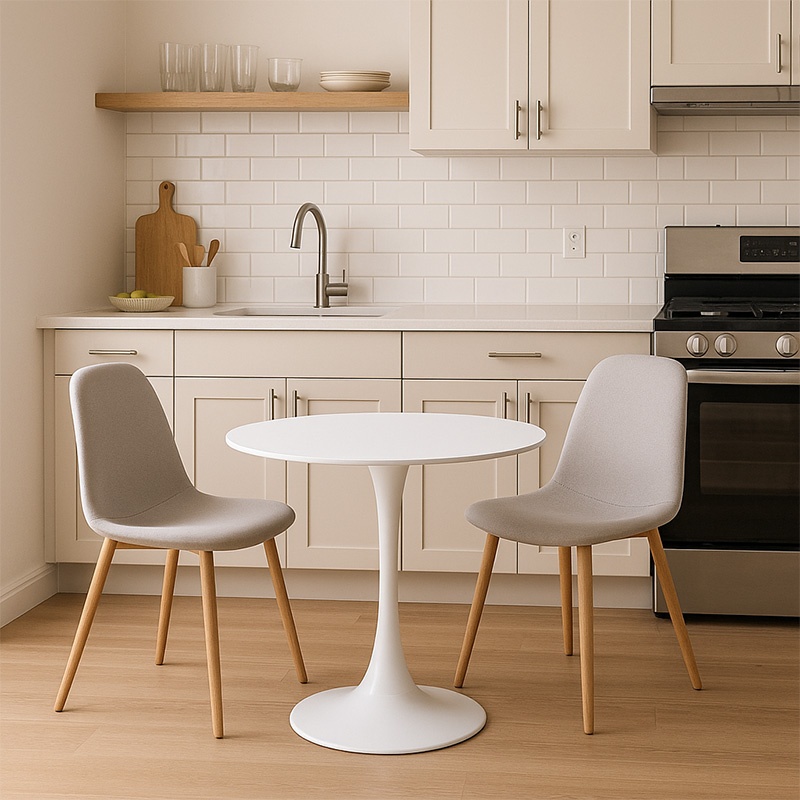 Set dining Elijah-Bella, Pako World, 3 piese, Alb-Gri 60x60x74 cm - 1 | YEO