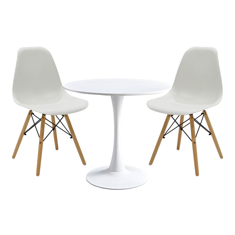 Set dining Elijah-Julita, Pako World, Alb-Natural, 3 piese, 60x60x74 cm