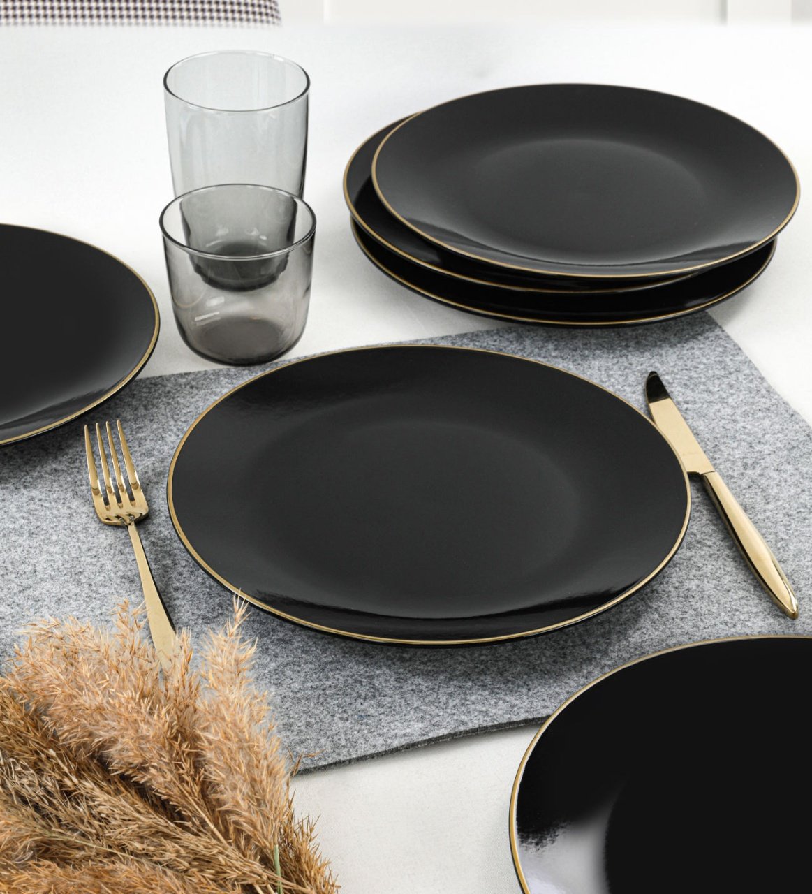 Set farfurii, 6 bucati 72 Lounge Negru 25x25x3.7 cm