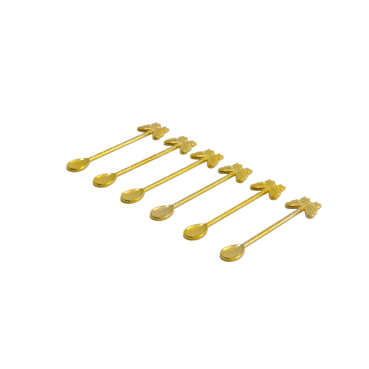 Set lingurite cafea fluturas 6 bucati PLT0495 Auriu 12.5x3x0.2 cm
