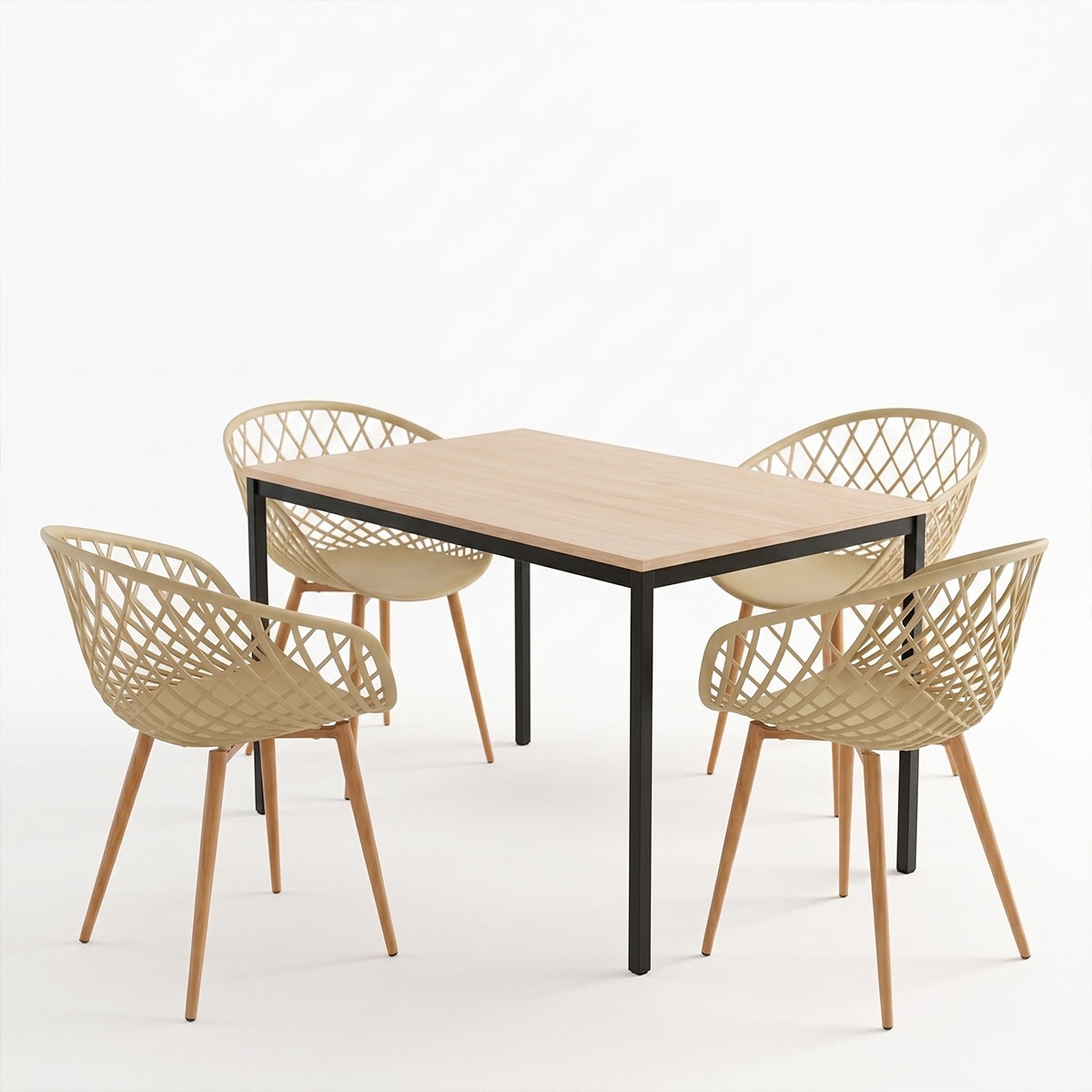 Set masa si scaune dining, 5 buc, Ezra Faragio, Pako, Negru 120x75x75 cm - 2