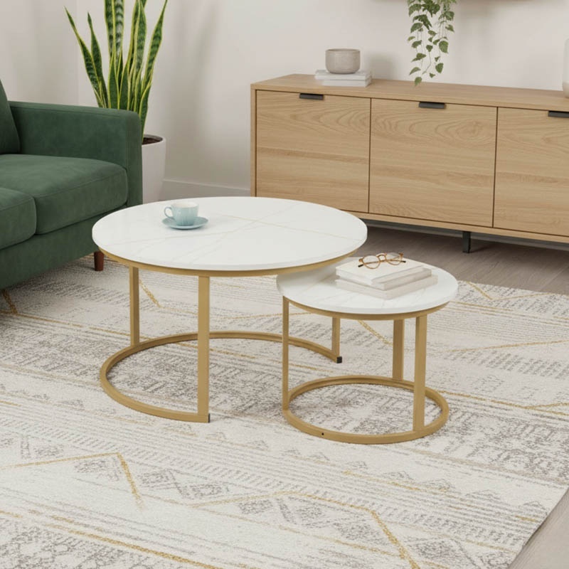 Set Masuta de cafea 2 buc Solme I Auriu 80x80x45 cm