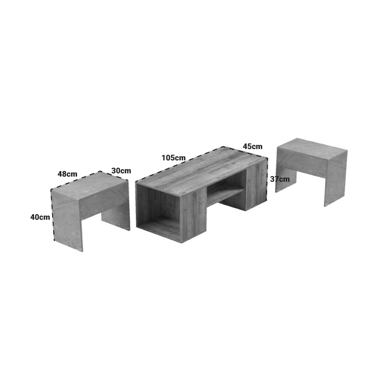 Set Masuta de cafea 3 buc Morfi Maro 105x45x37 cm