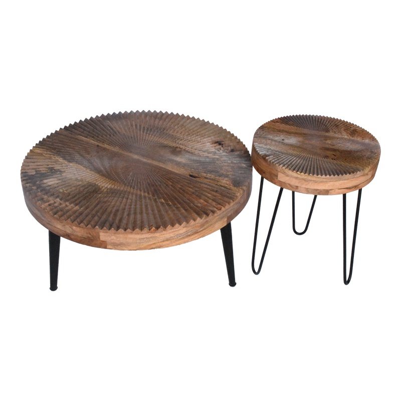 Set masute de cafea, 2 buc, Lemia, Pako, Natural 77x77x40 cm - 3
