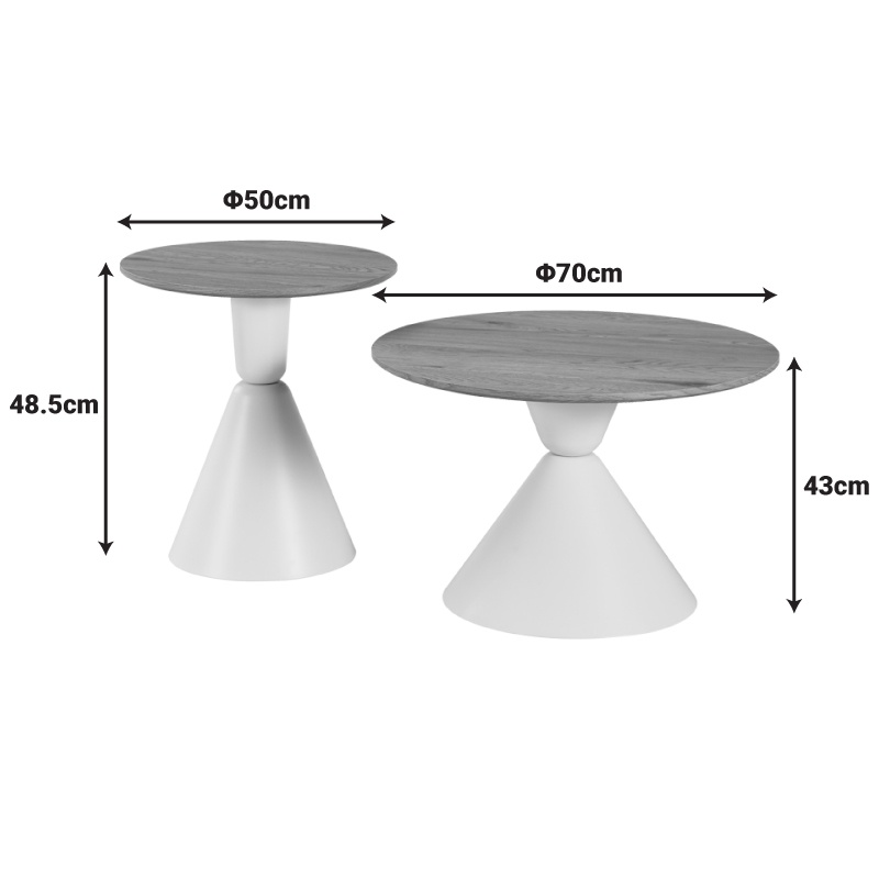 Set masute de cafea, 2 buc, Obsidian, Pako, Alb 70x70x43 cm - 4