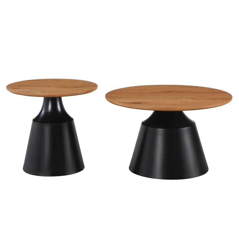 Set masute de cafea, 2 buc, Parquet, Pako, Negru 70x70x39 cm - 3