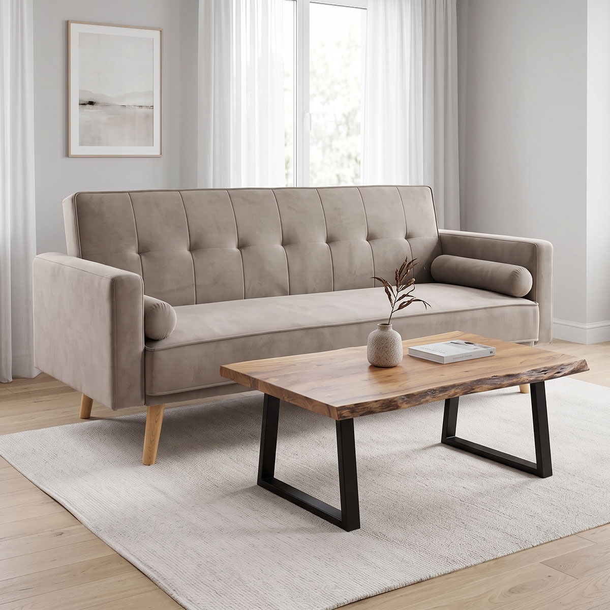 Set mobilier studenti canapea si masuta de cafea, 2 buc, Unwind, Gri, 190x84x80 cm