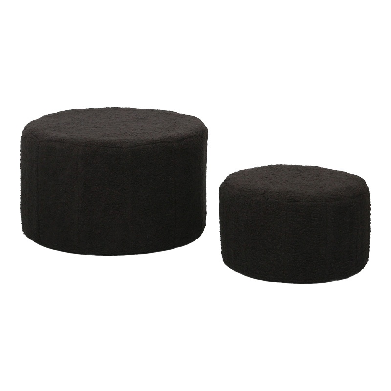 Set tabureti 2 buc Gabello boucle Negru 44x44x26.5 cm