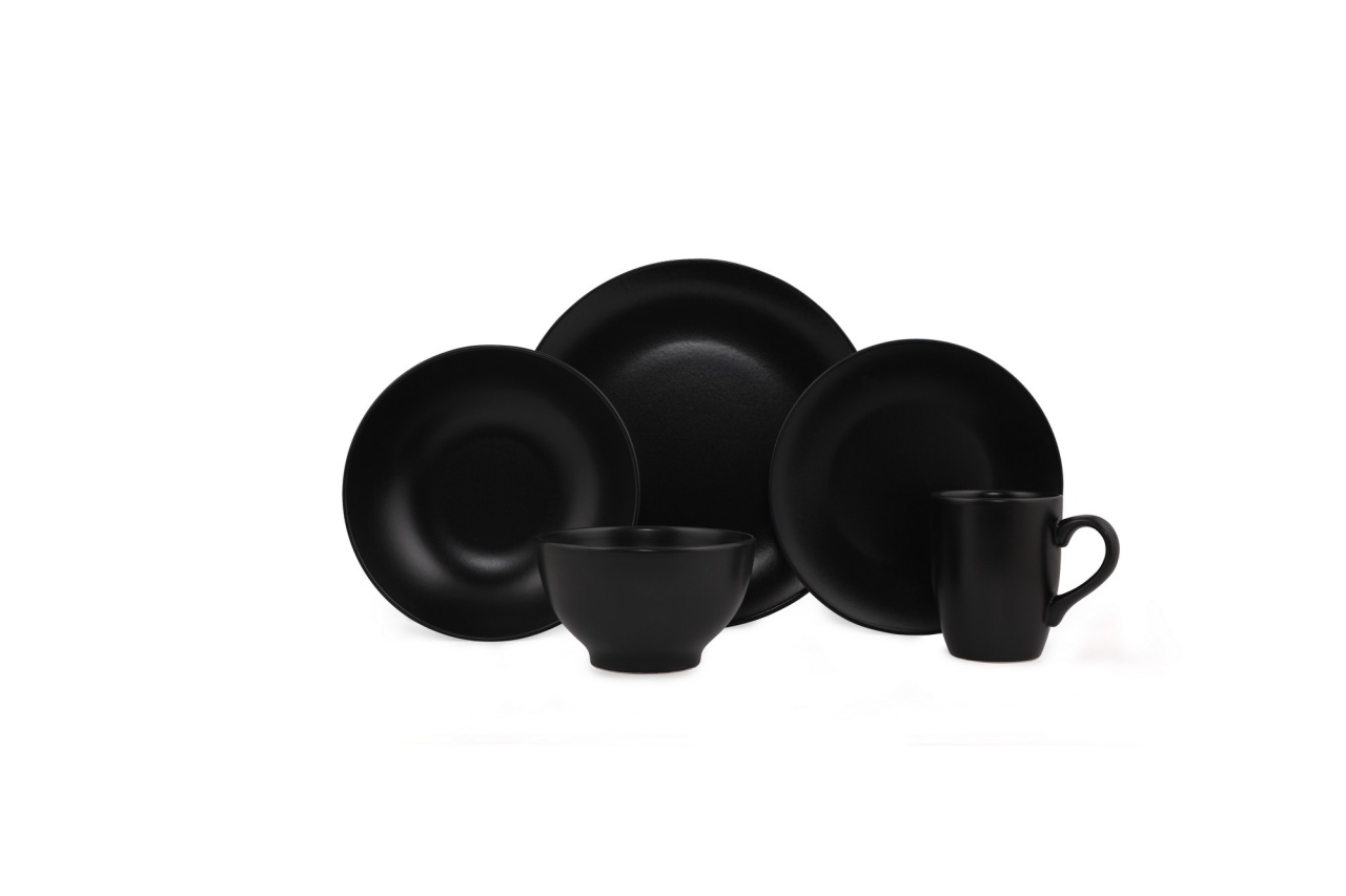 Set veselă din ceramică, 30 bucati Alfa Negru 27x27x27 cm