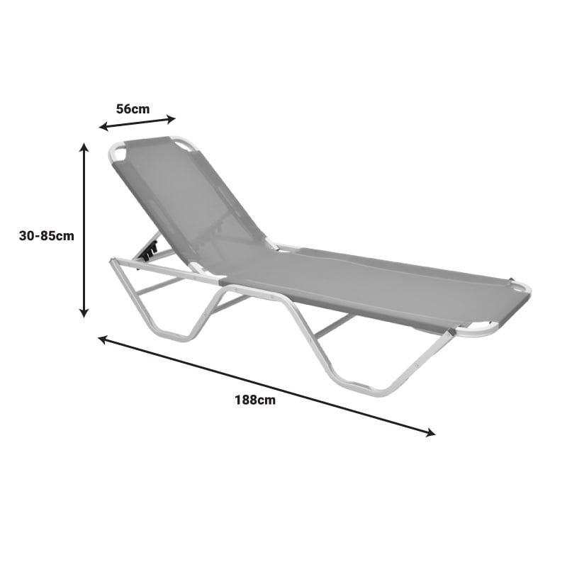 Sezlong Dessie aluminiu textilena albastra 56x188x30 cm