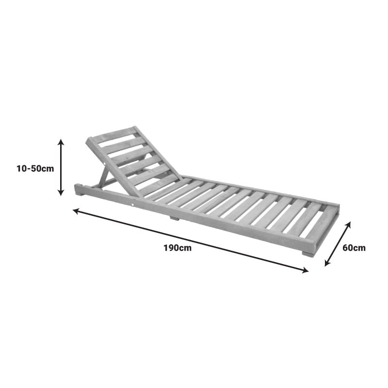 Sezlong Specta din lemn de fag solid culoare nuc 60x190x10 cm