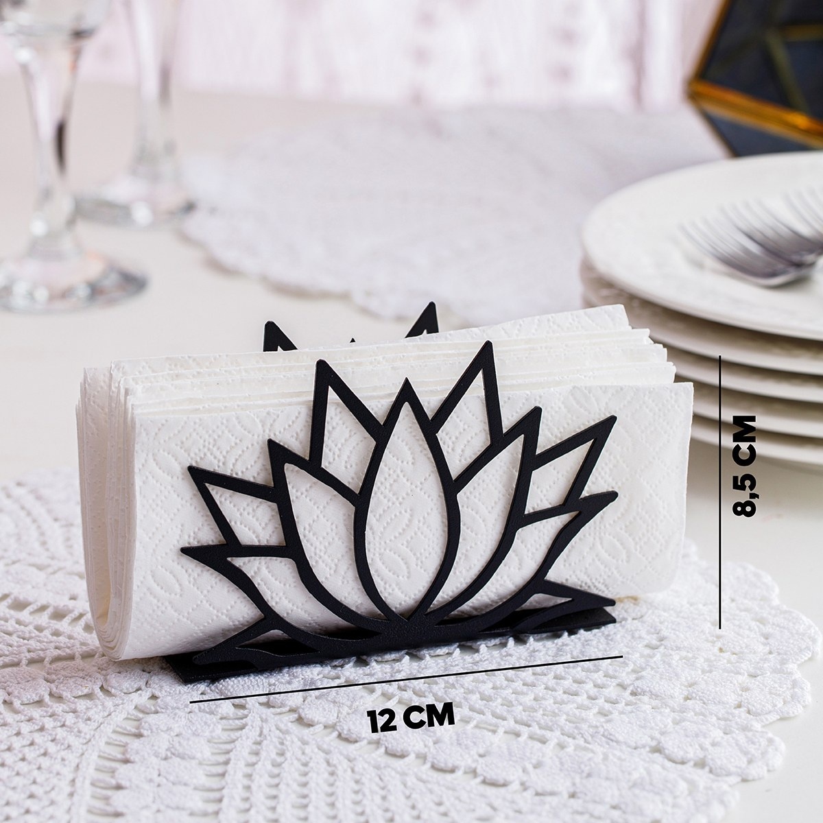 Suport de șervețele Lotus Negru 12x4x8.50 cm - 1 | YEO