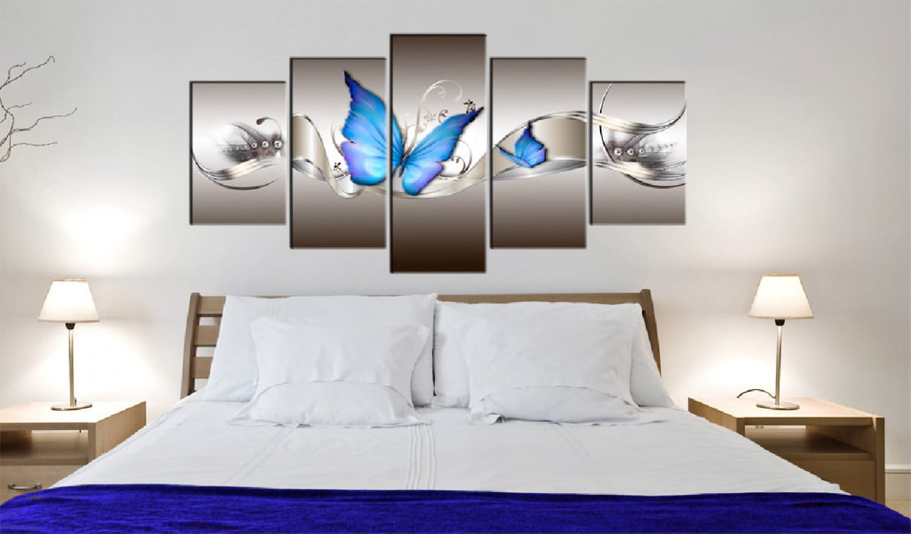 Tablou - Blue butterflies 200x100 cm - 1 | YEO