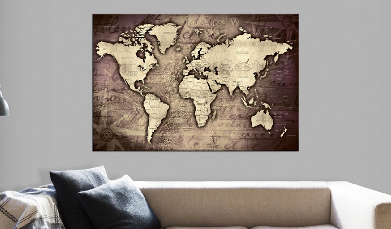 Tablou din plută - Precious World [Cork Map] 60x40 cm - 1 | YEO