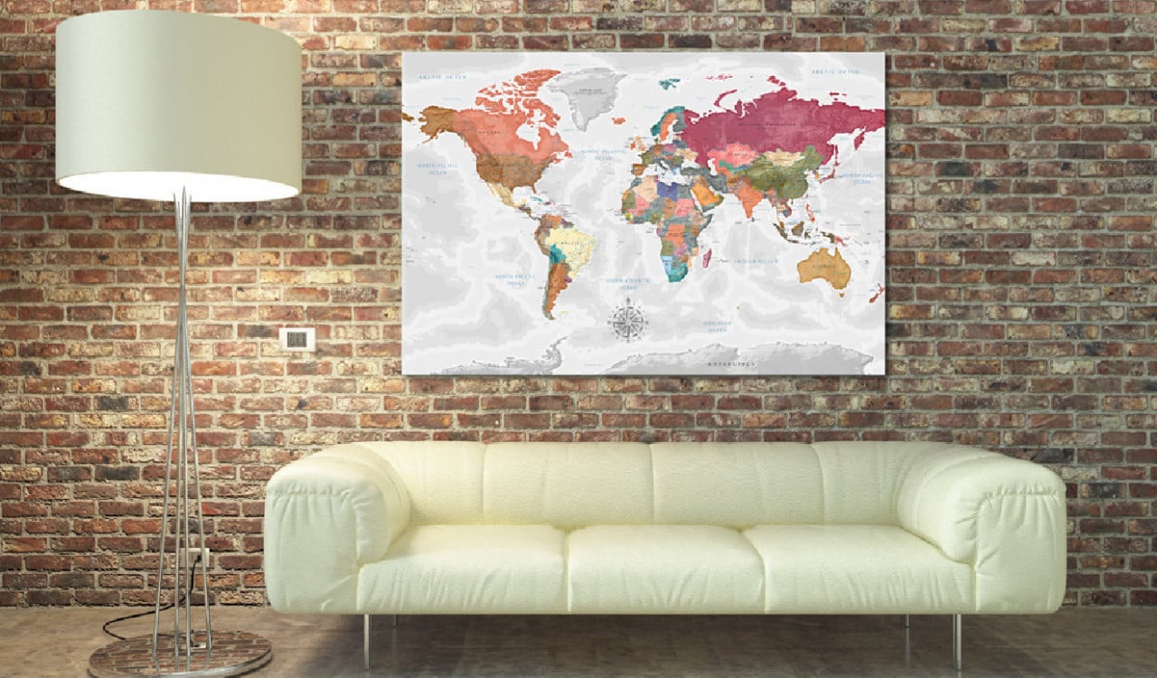 Tablou din plută - Travel Around the World [Cork Map] 90x60 cm - 1 | YEO