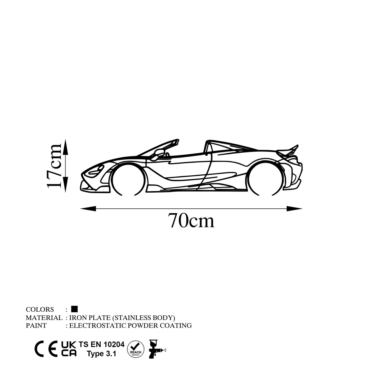 Tablou metalic McLaren Negru 70x17 cm