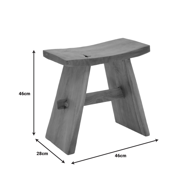 Taburet Shogun din lemn de tec in nuanta naturala 46x28x46 cm