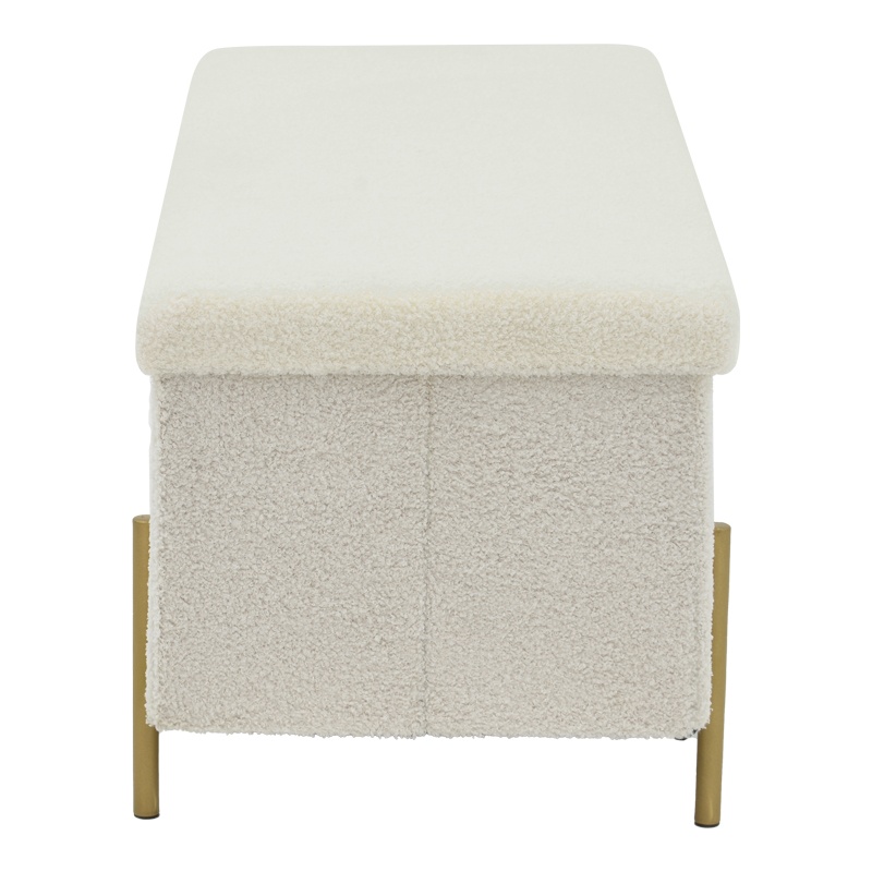 Taburet Ziwel cu capac teddy alb auriu 80x40x40 cm - 2 | YEO