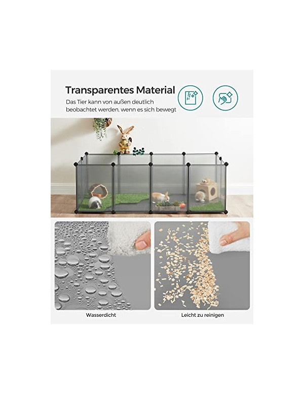 Tarc pentru animale de companie, Songmics, LPC002G01, Gri, 143 x 73 x 46 cm