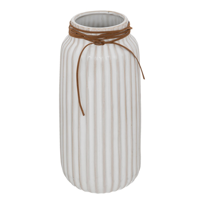 Vaza ceramica Whiten, Pako World, Alb, 13x13x28 cm