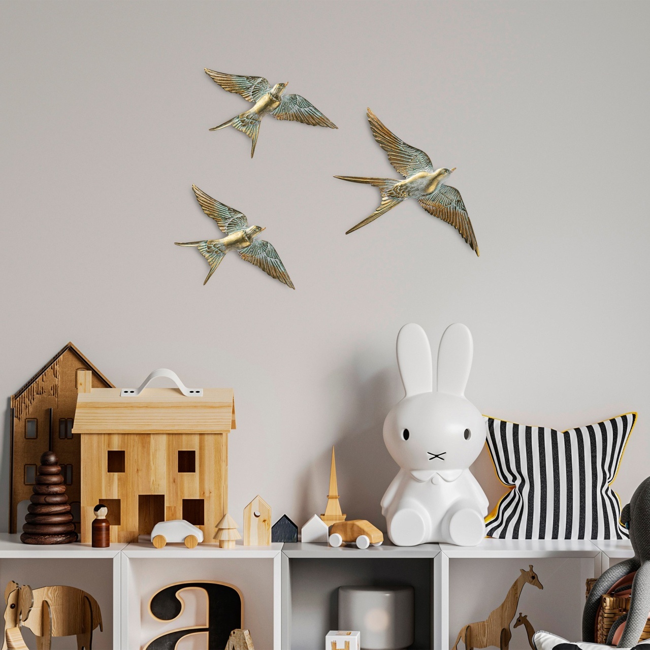 Accesoriu decorativ de perete Flying Swallow Auriu 28x19x2 cm - 1 | YEO