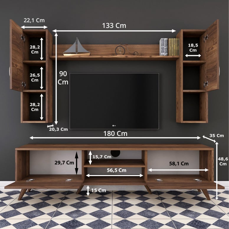 Ansamblu Comoda TV M27 Walnut - 2 | YEO