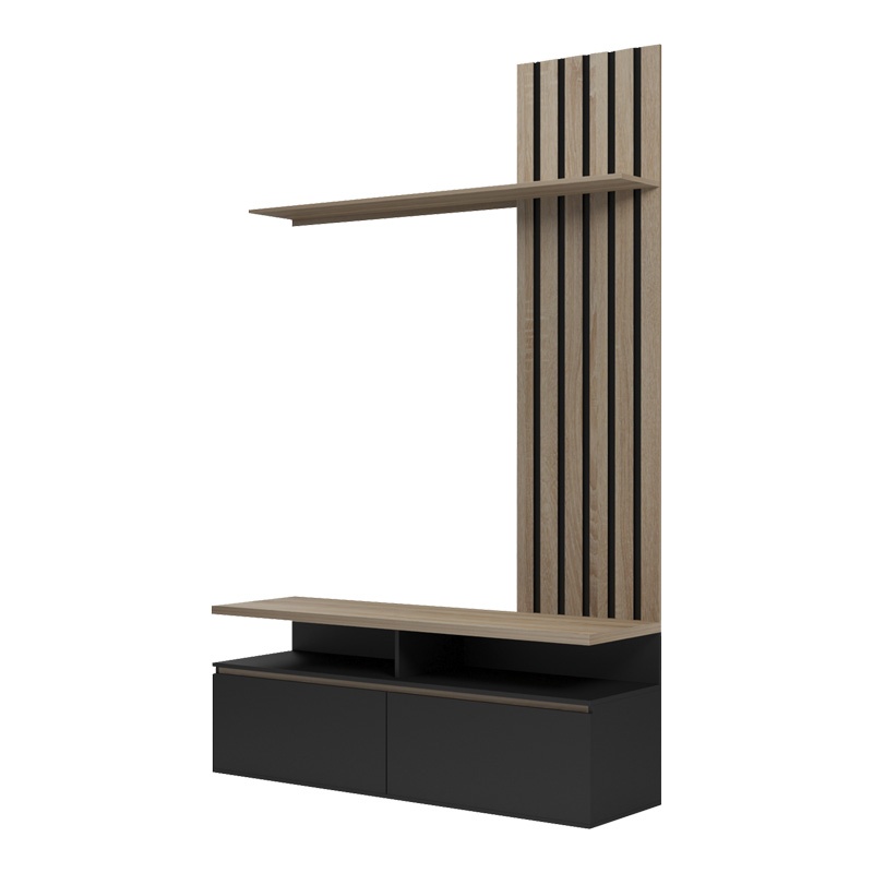Ansamblu comoda TV Perlento Negru 140x41x219.5 cm - 3 | YEO