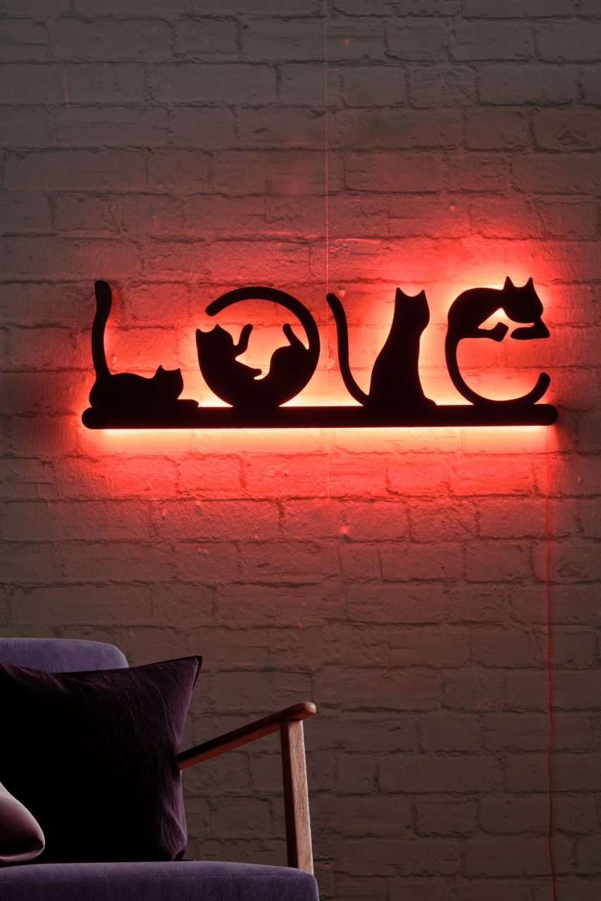 Aplică de perete LED decorativă Cat Rosu 70x22 cm - 2 | YEO