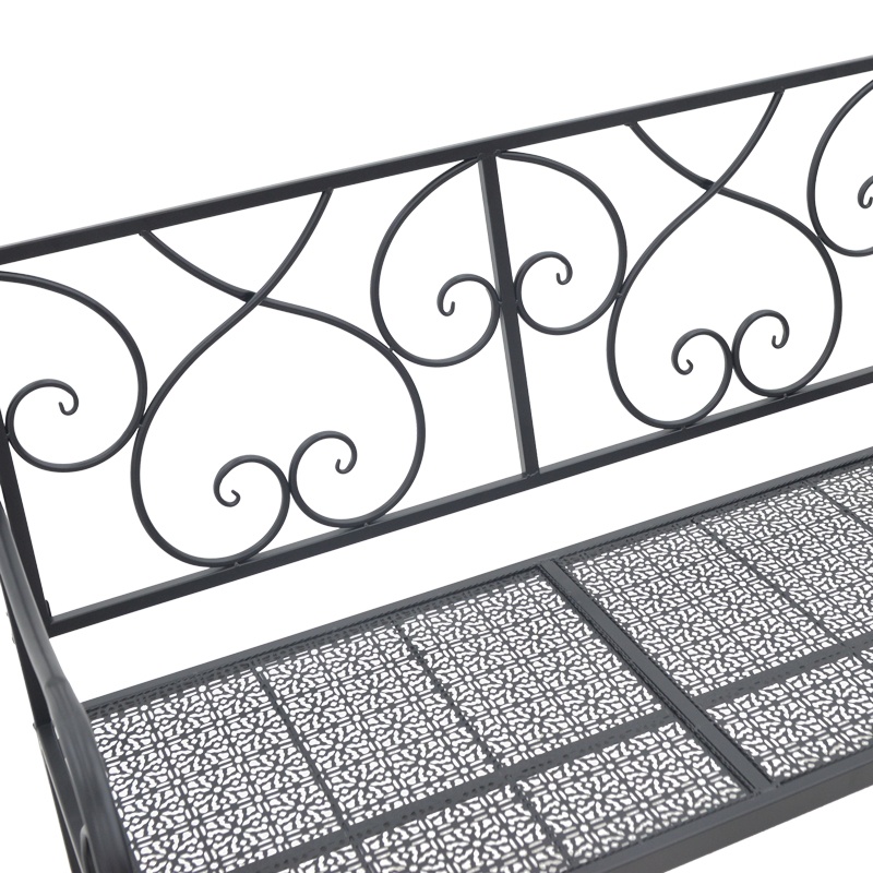 Banca de gradina Cazpo metal negru 114x45x90 cm - 3 | YEO