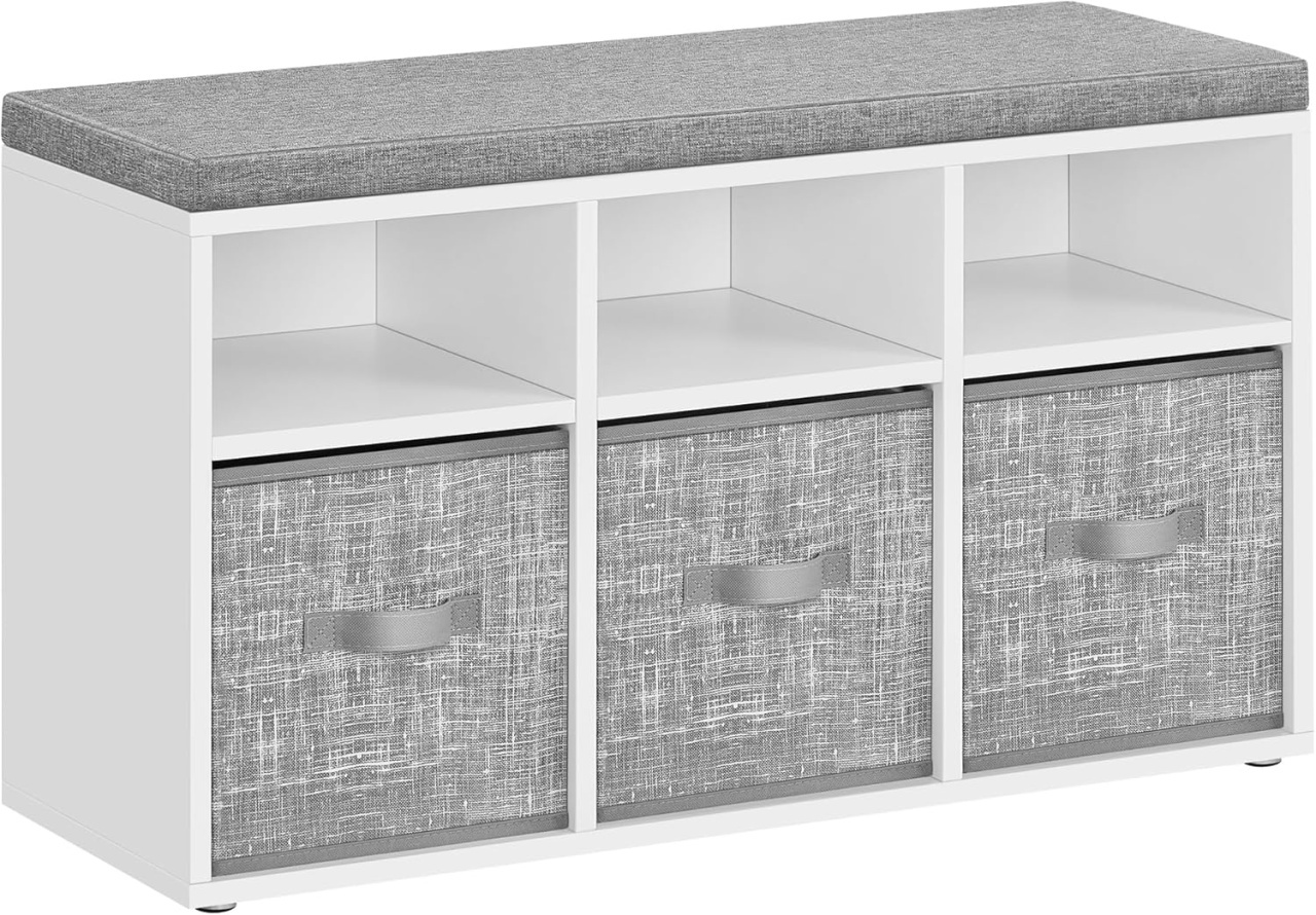 Bancuta cu spatiu depozitare si pantofar Vasagle Gri 87x30.3x48 cm