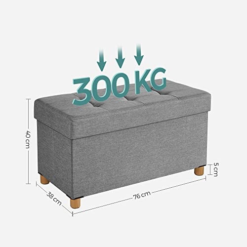 Bancuta hol cufar cu depozitare, Songmics, Gri, 76x38x40 cm - 3 | YEO