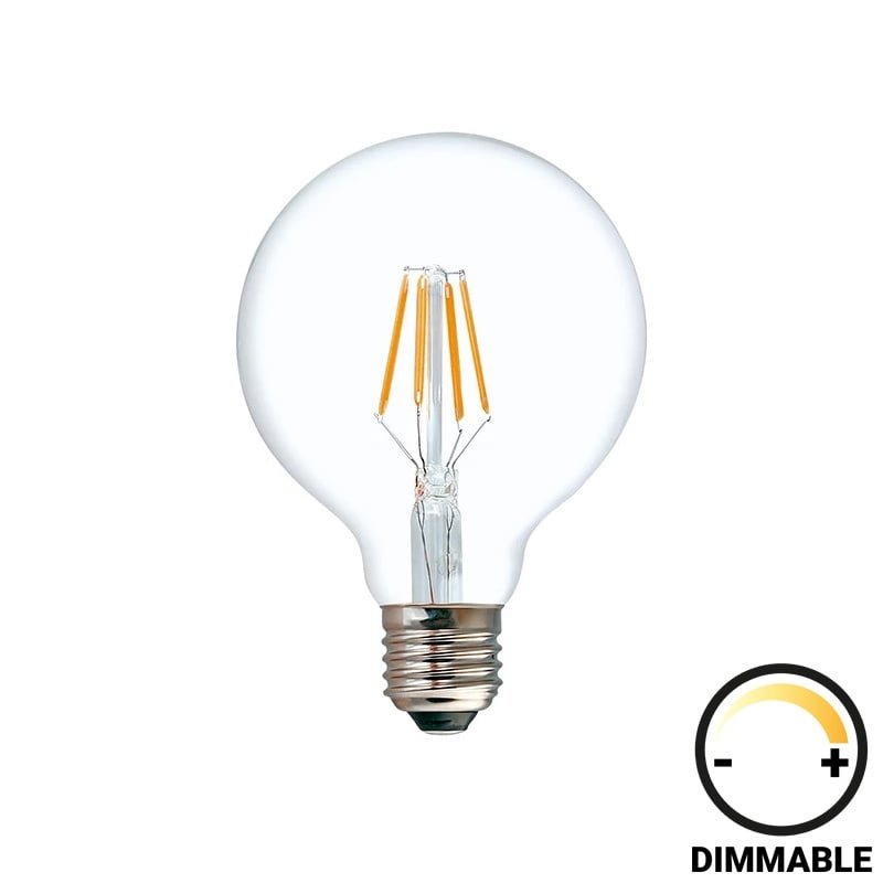 Bec LED G125 dimabil 8W E27 transparent 12.5x12.5x17 cm