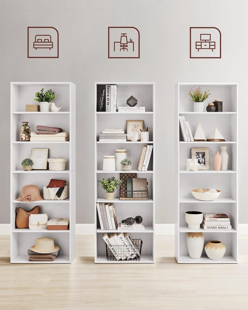 Biblioteca Alb Vasagle 60x24x178.5 cm - 4 | YEO