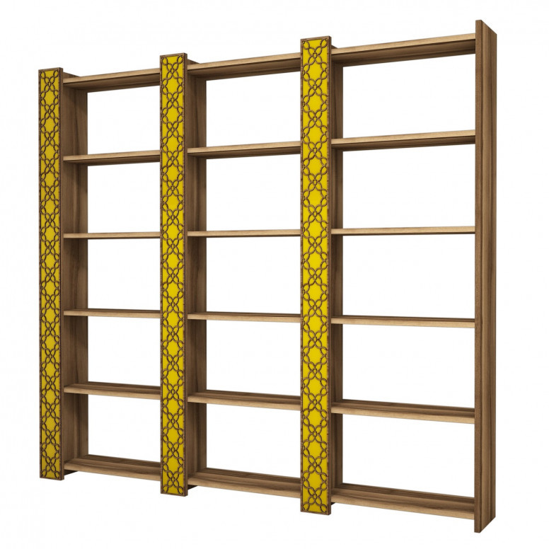 Biblioteca City 3 - Walnut, Yellow - 2 | YEO