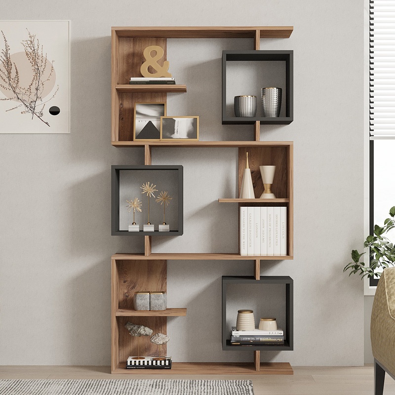 Biblioteca Cubix, Pako World, Sonoma-Antracit, 90x24x171 cm - 2 | YEO