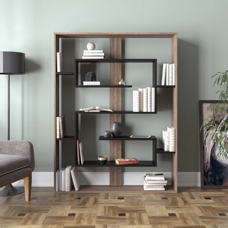 Biblioteca Esteban - Walnut, Negru - 1 | YEO