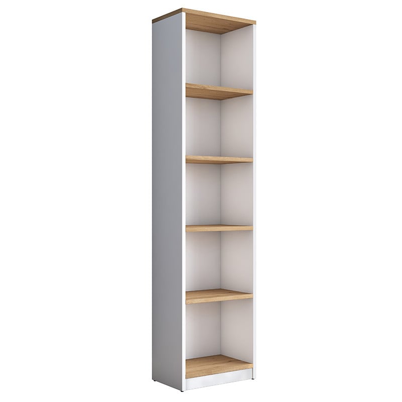 Biblioteca Goldie alb - culoare lemn natural 40x25x161.80 cm