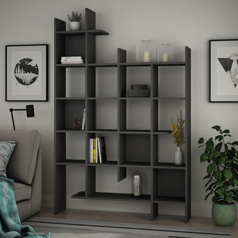 Biblioteca Manco Gri inchis 122x25.5x188 cm - 1 | YEO