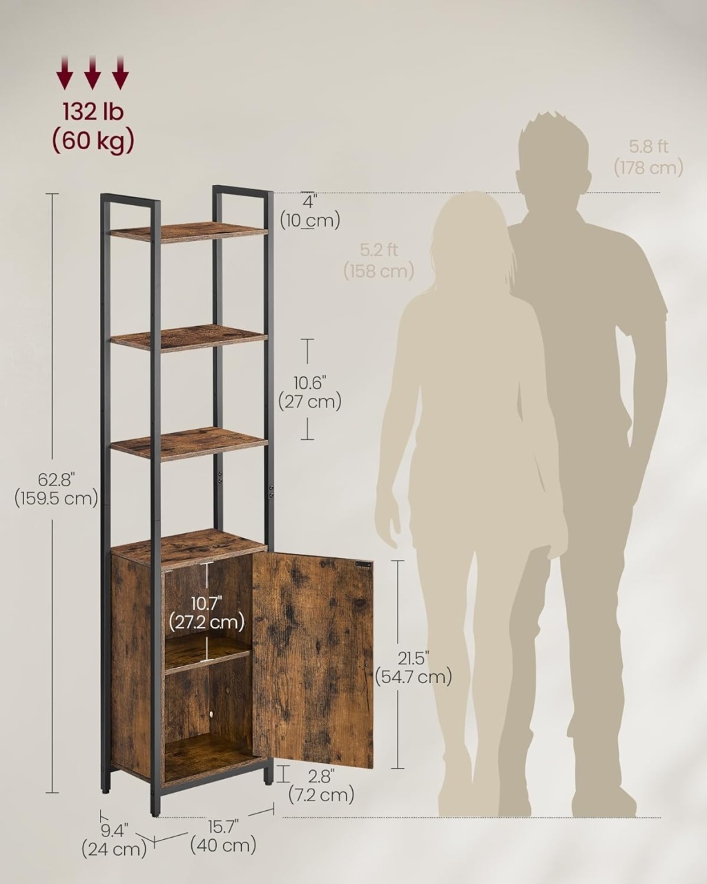 Vasagle Biblioteca Maro 40x24x159.5 cm