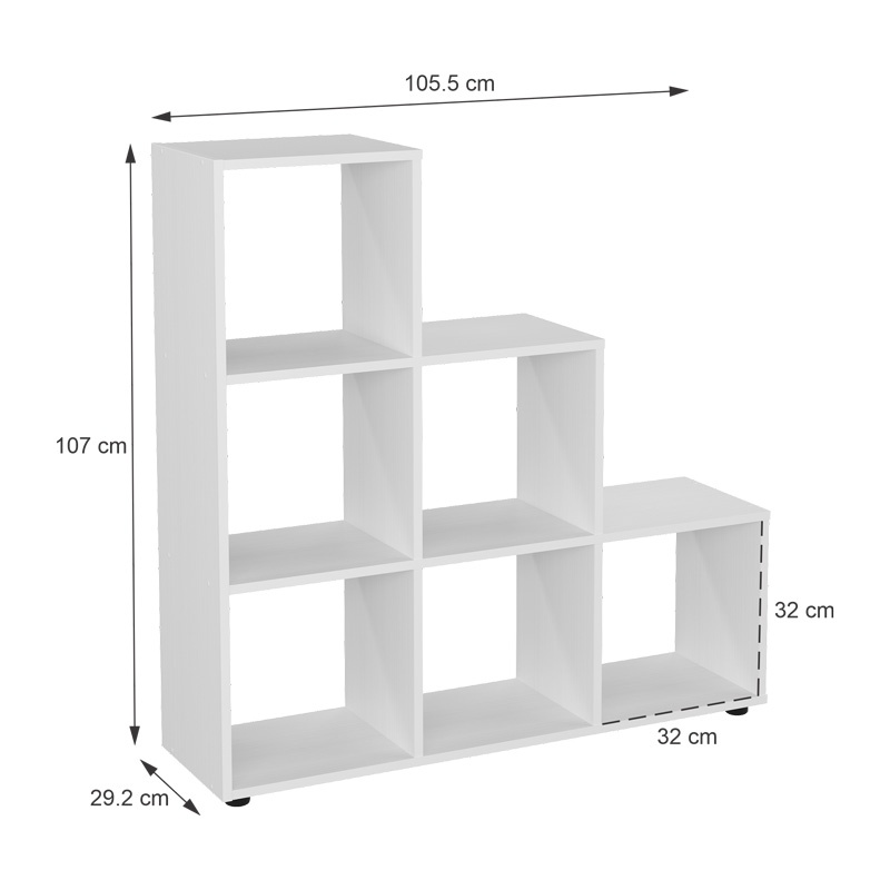 Biblioteca Schody Alb 105.5x29.2x107 cm